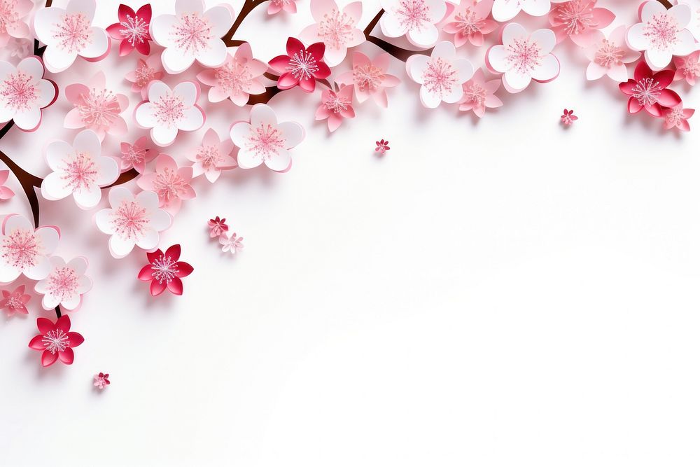 Cherry blossom floral border backgrounds flower petal.