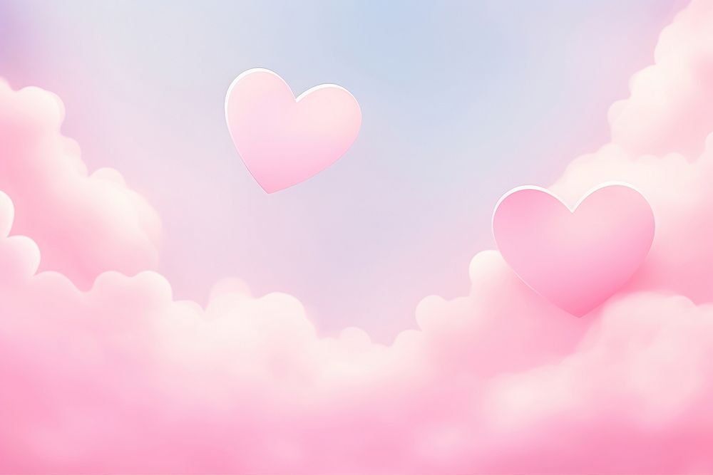Heart and cloud backgrounds pink tranquility.