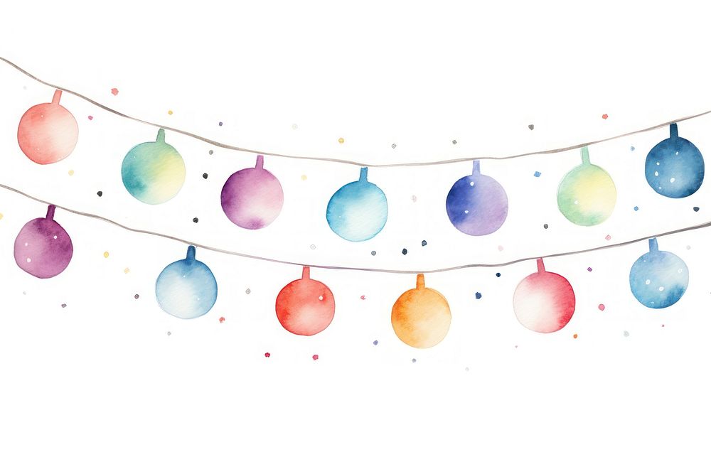 Christmas string lights balloon white background celebration.