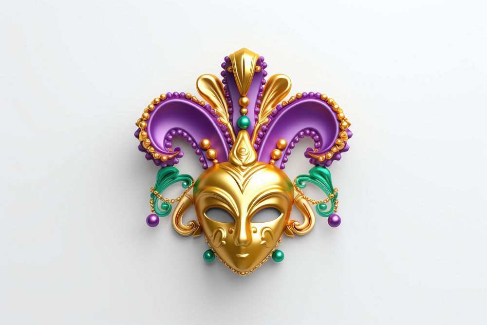 Mardi gras carnival jewelry white background.