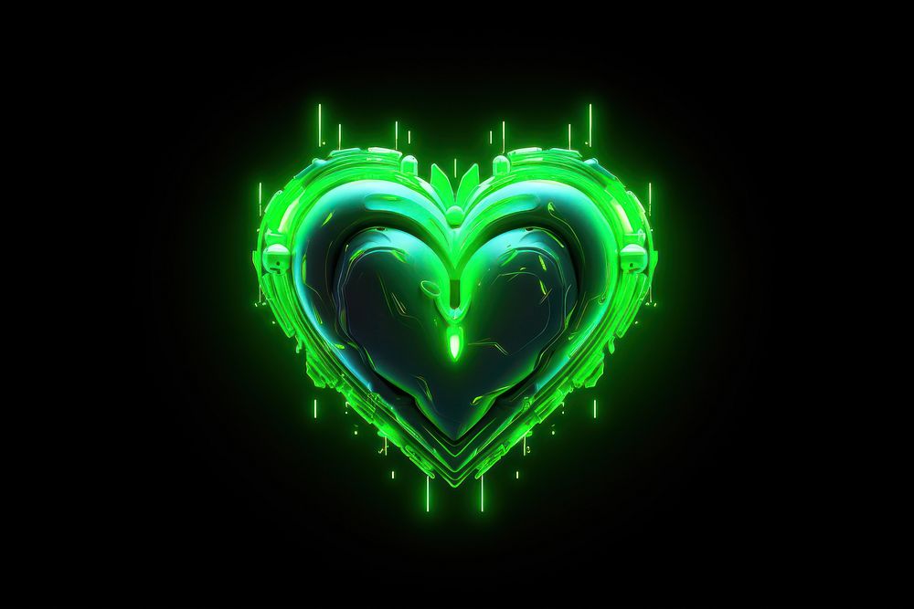 Green heart light night neon.
