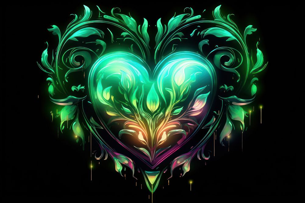Green heart pattern light illuminated.