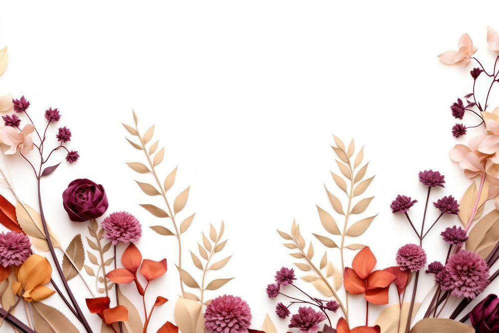 Dry flowers floral border backgrounds plant white background.