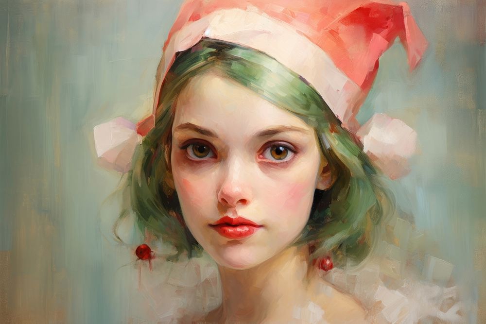 Christmas elf painting portrait adult.