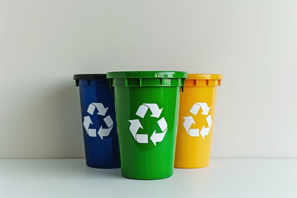 Recycle bin yellow green container.