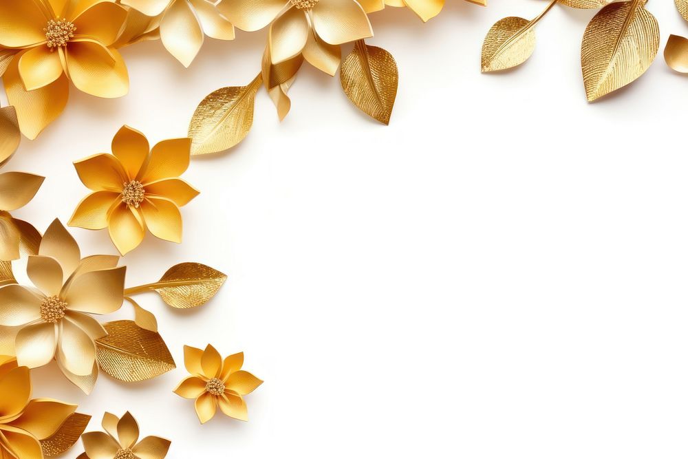 Gold flower floral border backgrounds pattern petal.