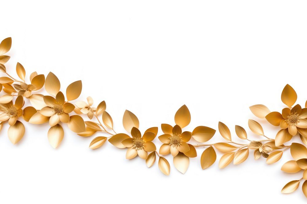 Gold flower floral border plant white background accessories.