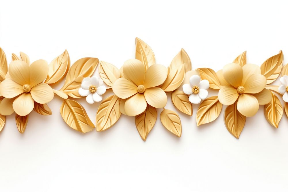 Gold flower floral border jewelry plant white.