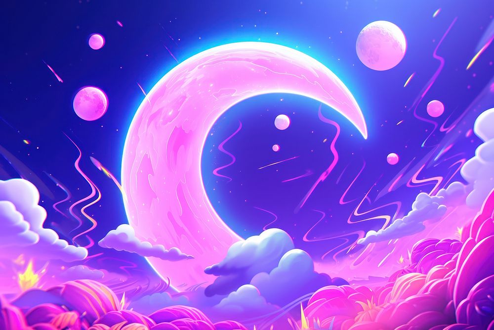Neon moon purple astronomy nature.