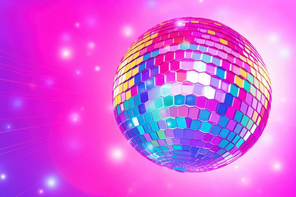 Colorful disco mirror ball purple backgrounds pattern.
