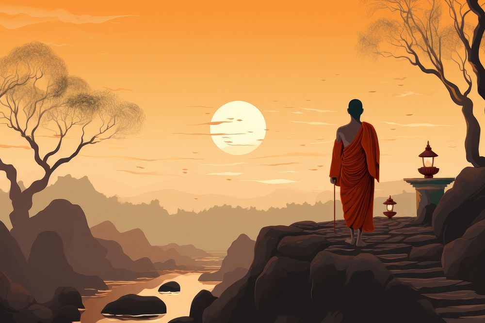 Illustration of a Monk monk adult spirituality.