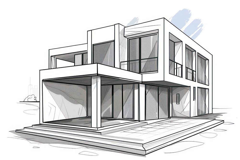 Modern house drawing sketch architecture.
