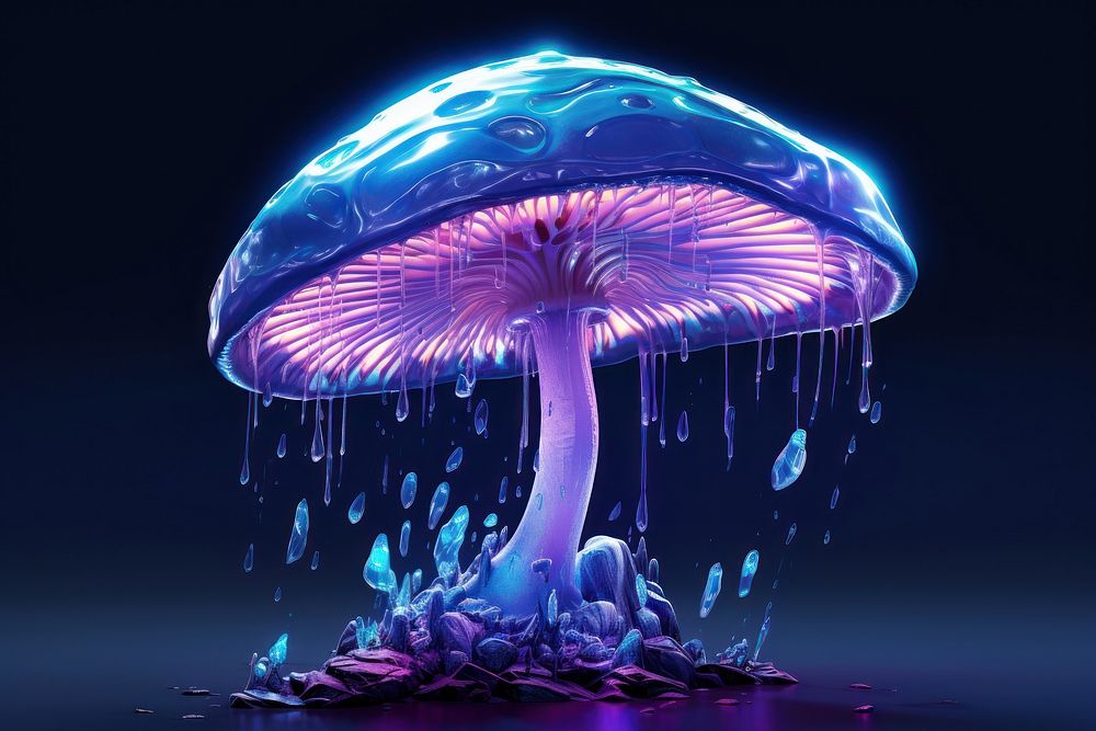Neon mushroom jellyfish plant invertebrate.