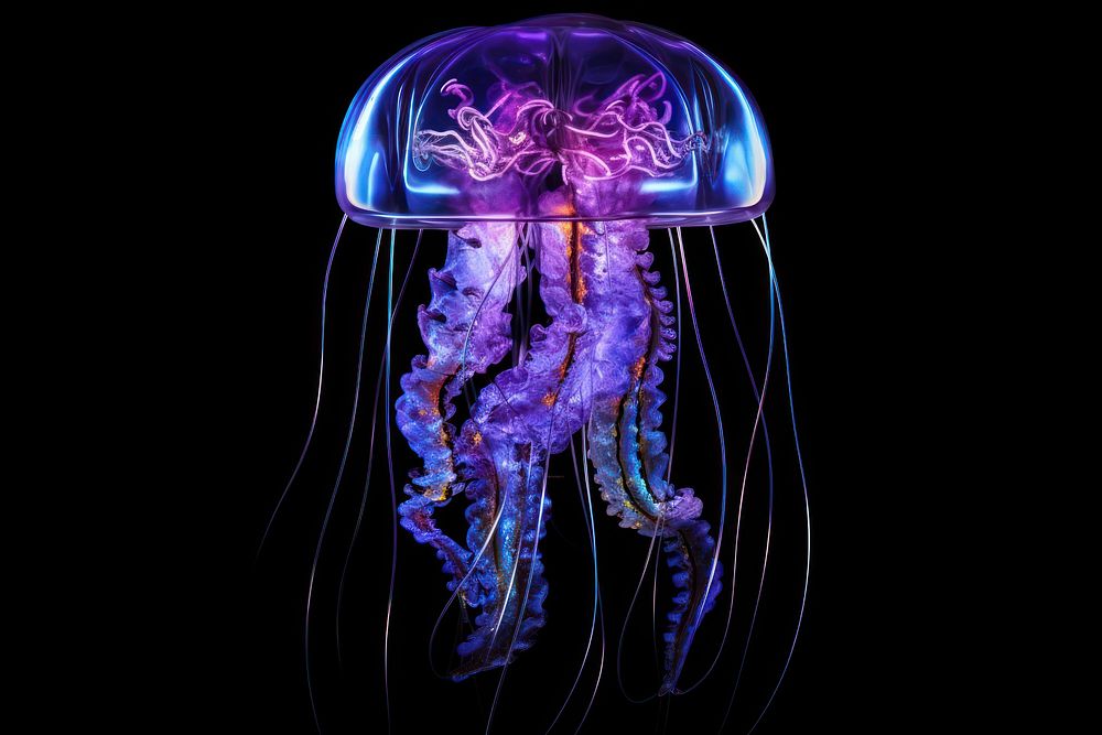 Neon individaul jellyfish animal invertebrate zooplankton.