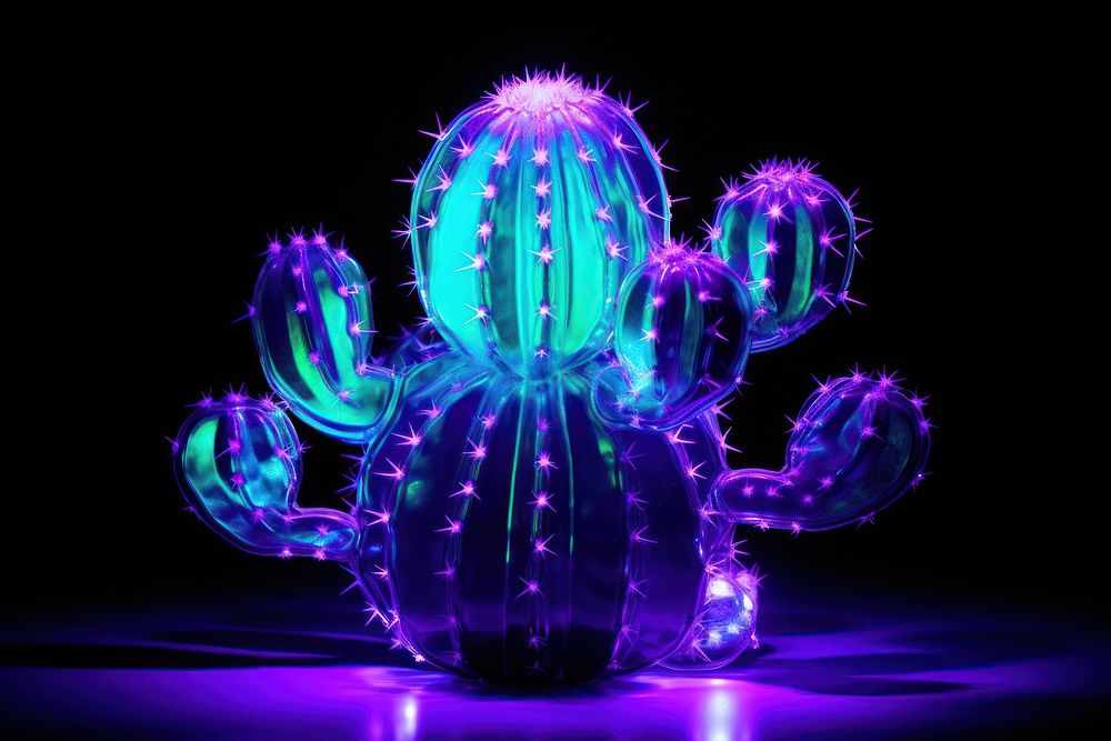 Neon purple and blue cactus plant light neon.
