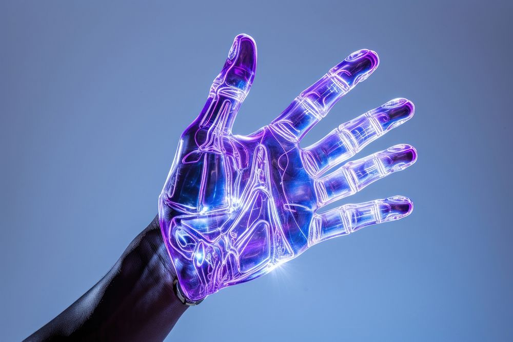 Hand finger purple light.