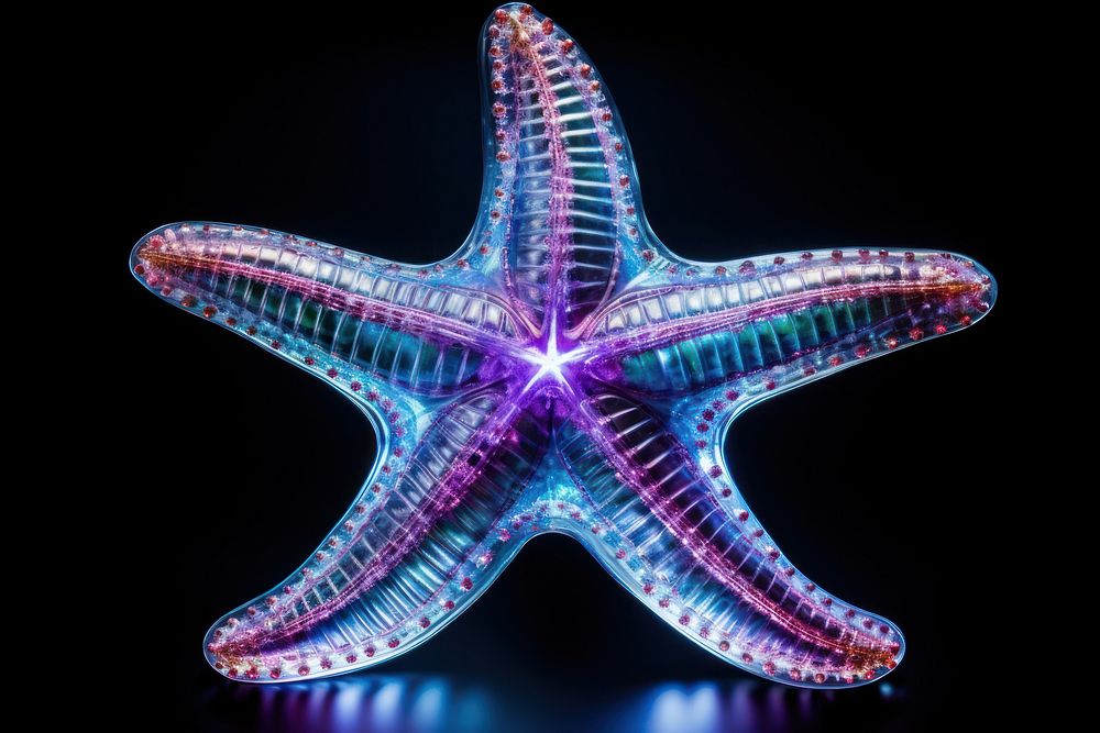 Starfish shape invertebrate illuminated.