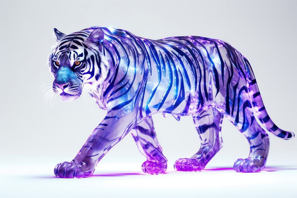 Neon tiger wildlife animal mammal.