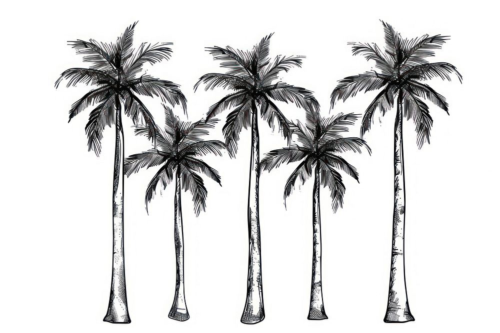 Palm trees drawing sketch outdoors.