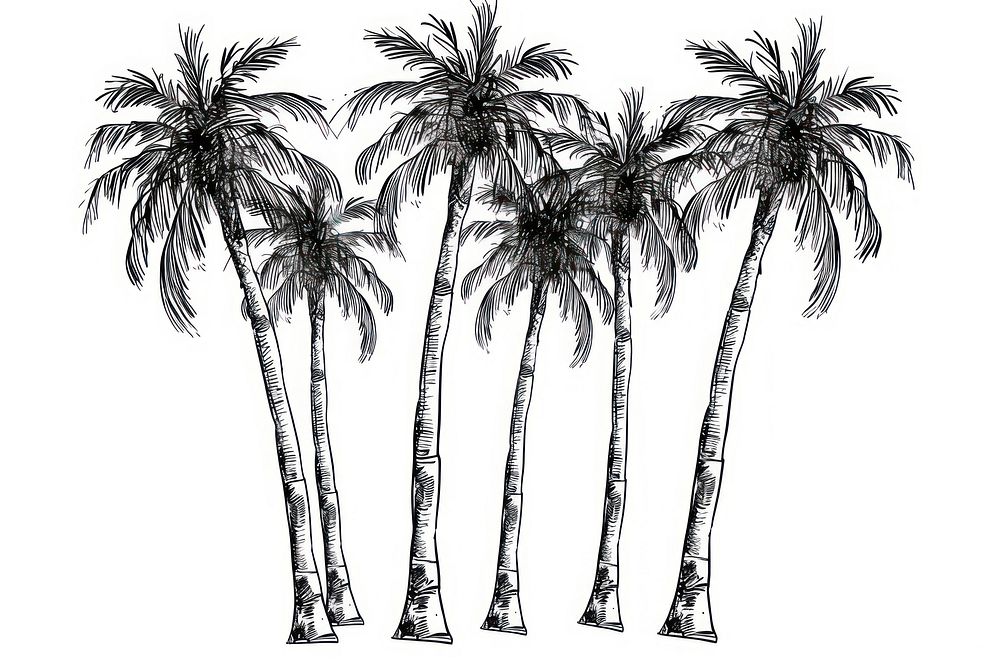 Palm trees drawing sketch outdoors.