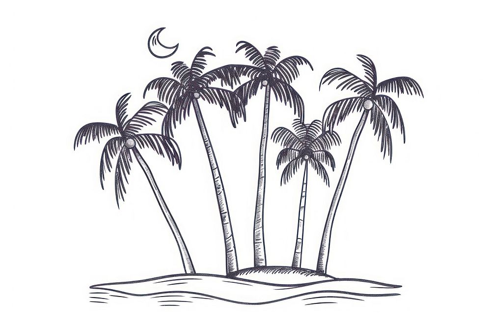 Palm trees drawing sketch plant.