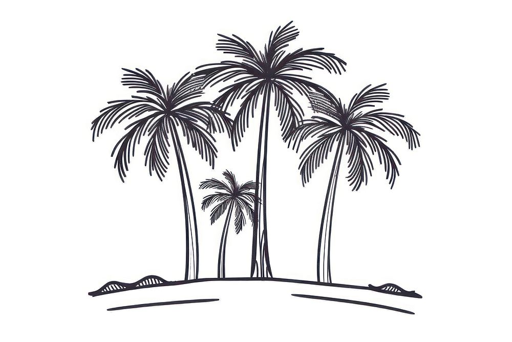 Palm trees drawing sketch outline.