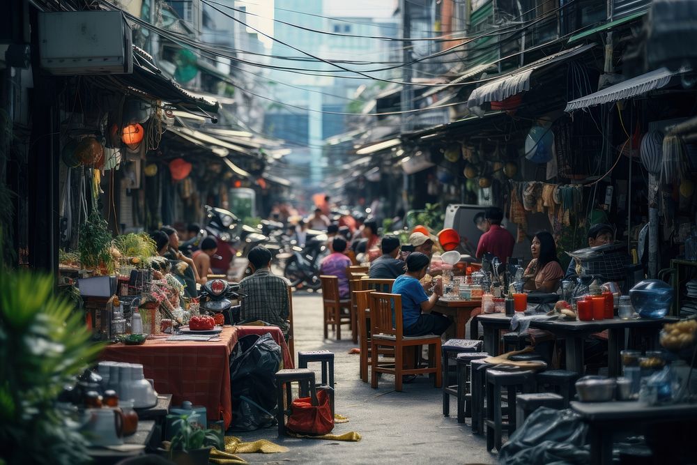 Lifestyle of Thai citizens architecture building market.