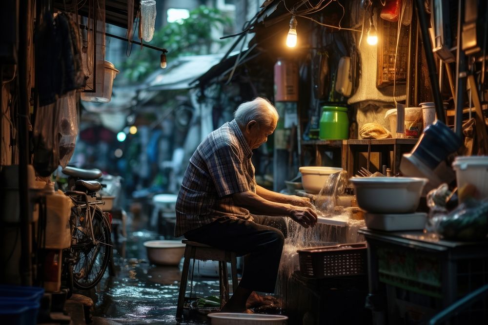 Lifestyle of Thai citizens adult transportation craftsperson.