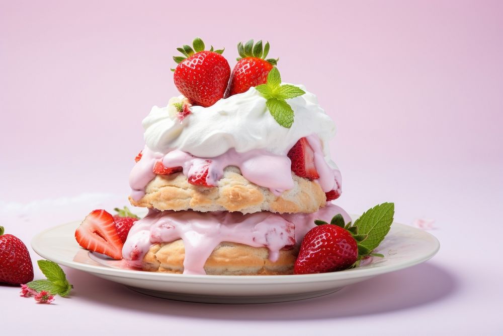 Strawberry ice cream Scones strawberry dessert whipped.
