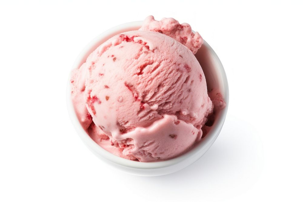 Strawberry ice cream dessert food white background.