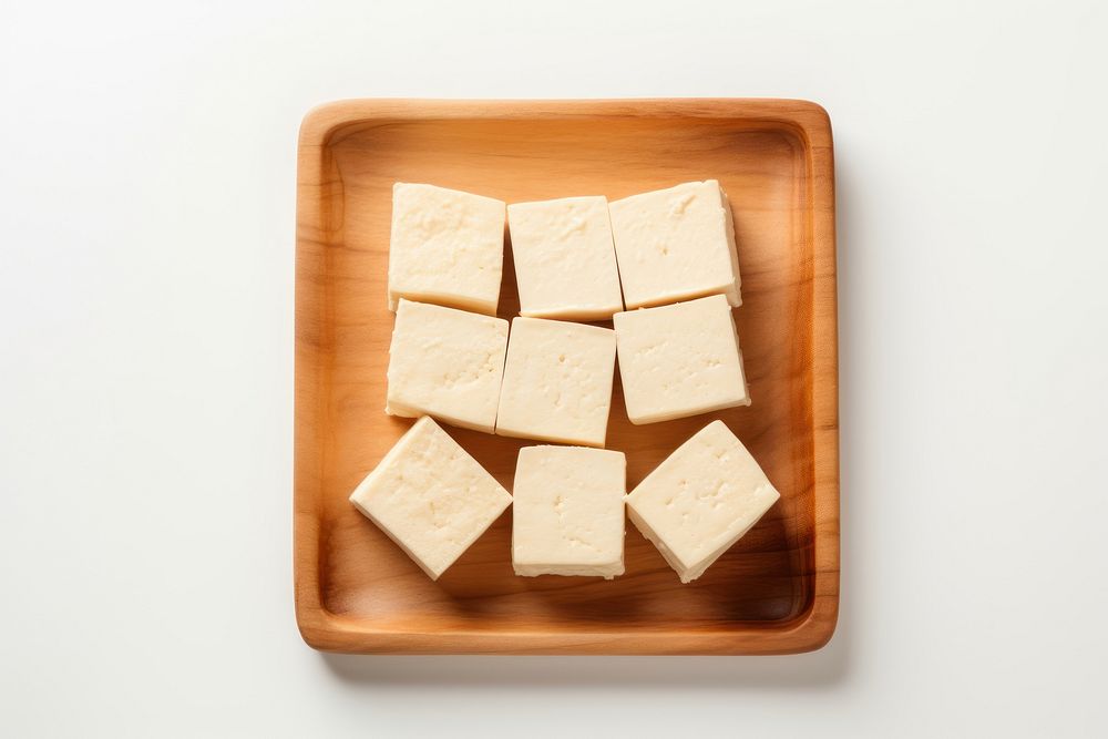Tofu plate food wood.