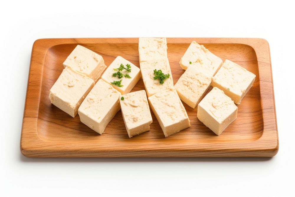 Tofu cheese plate food.