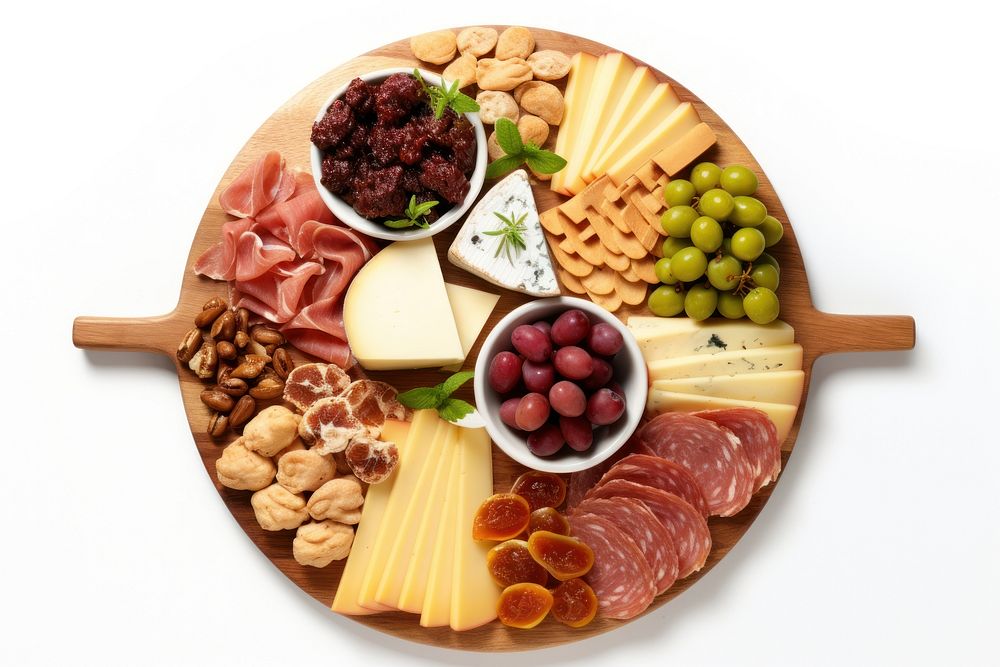 Charcuterie cheese board plate food meal.