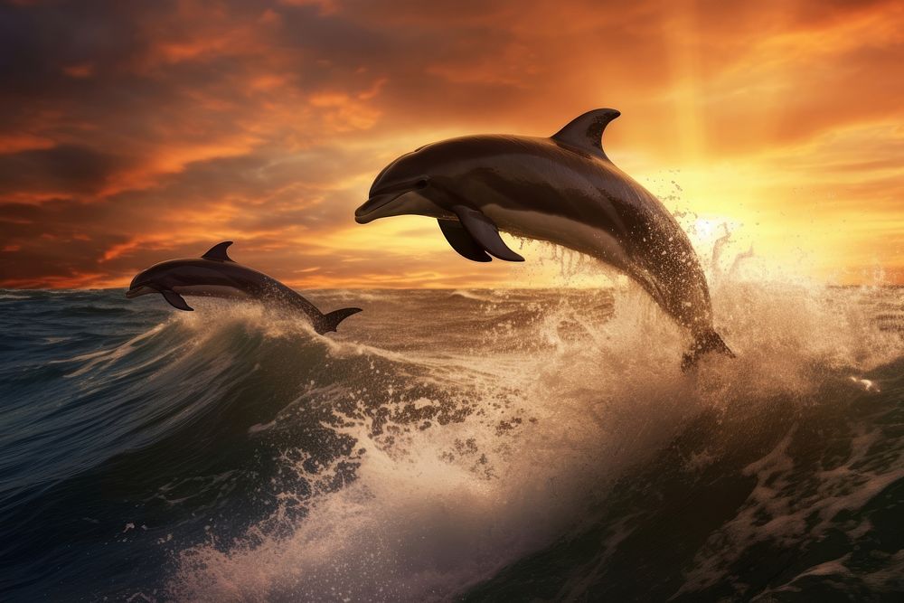 Dolphins ocean sea outdoors.