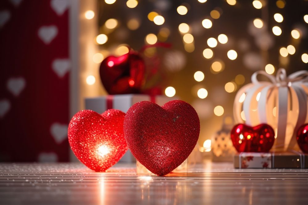Heart theme in room christmas lighting heart.