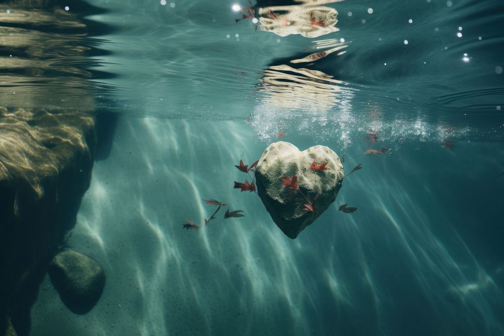 Heart underwater wildlife swimming.