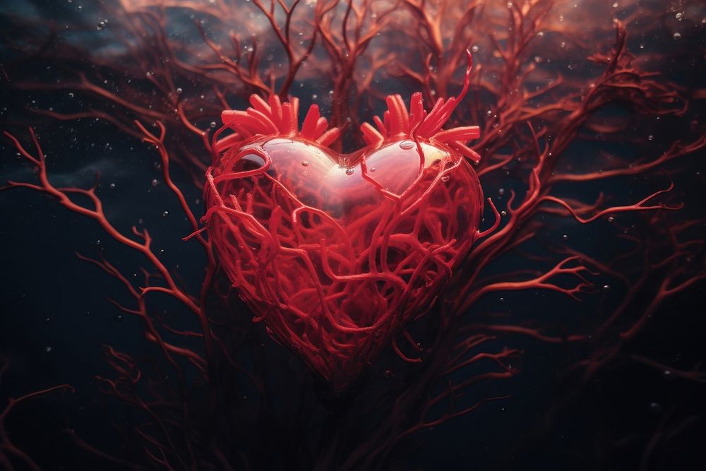 Heart creativity darkness undersea.