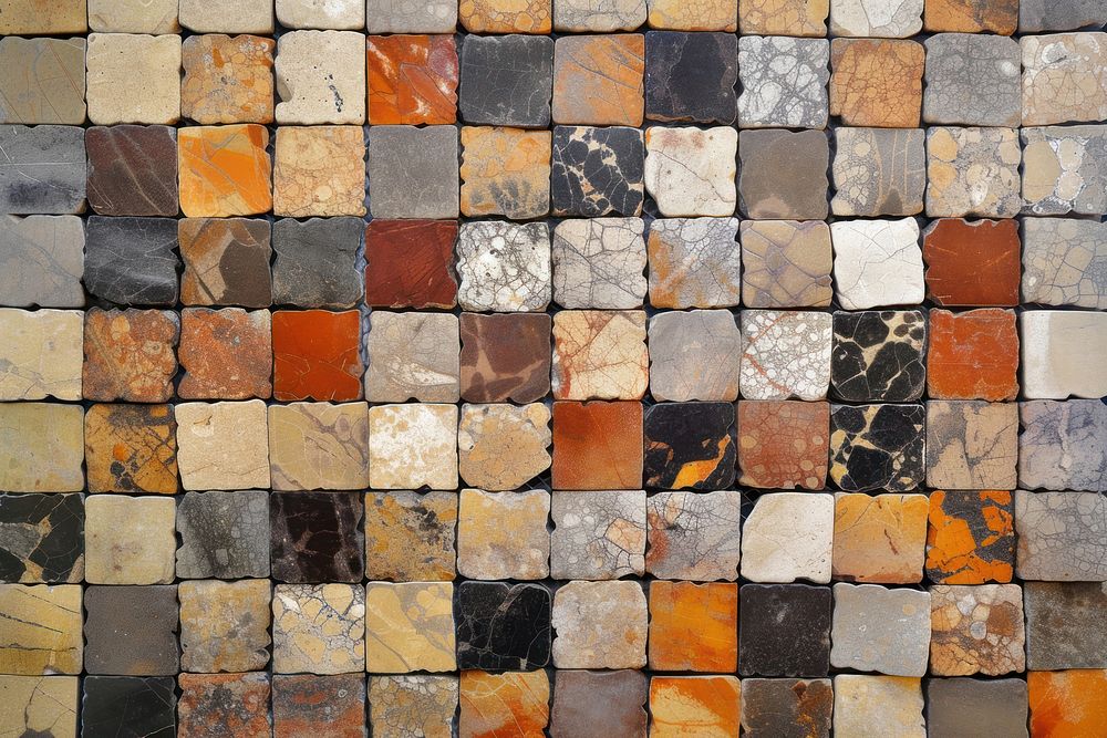 Mosaic tile wall art architecture.