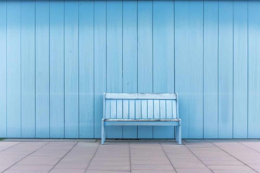 Pastel baby blue backgrounds furniture bench.