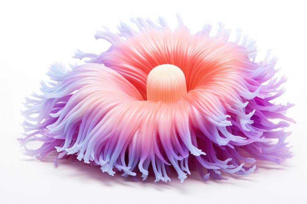 Sea anemone flower plant white background.
