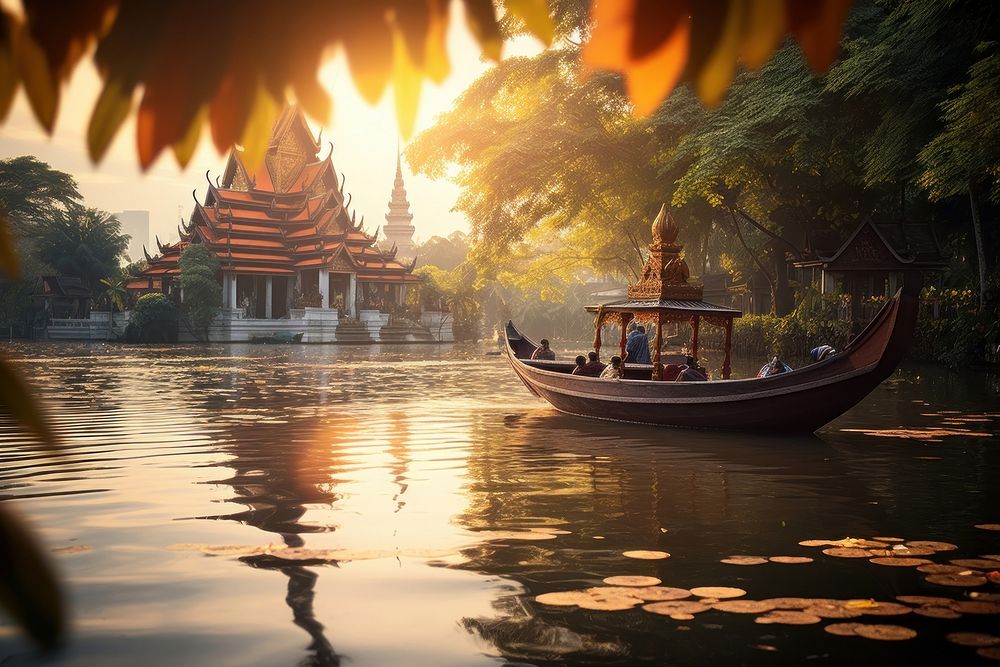 Thailand temple boat architecture.