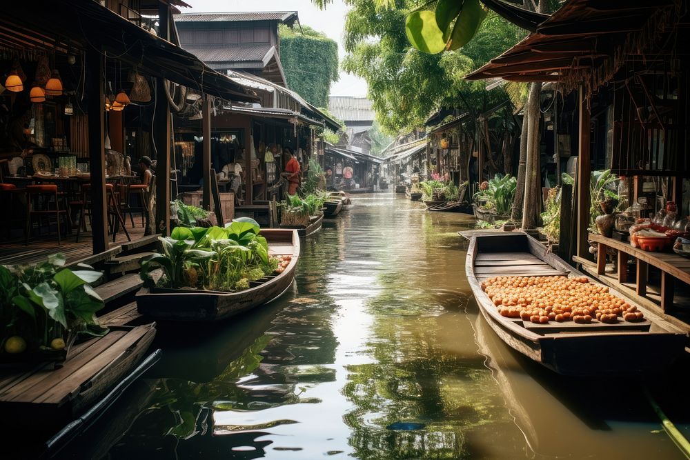 Thailand boat architecture outdoors.