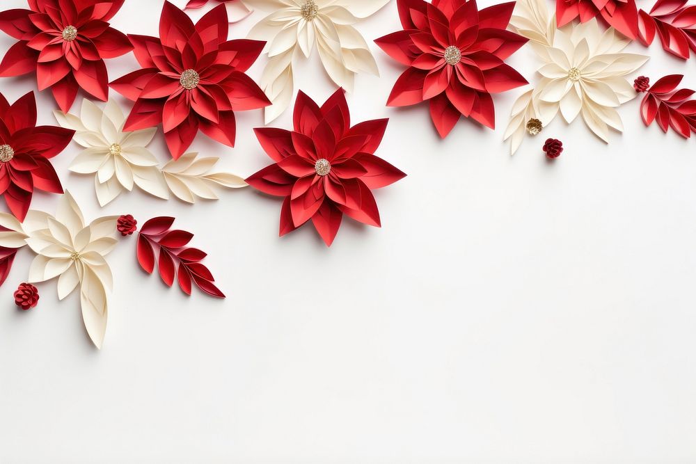 Poinsettia floral border paper backgrounds pattern.