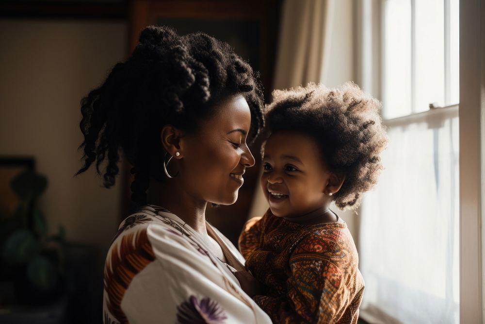 African mother holding her daughter photography portrait family.