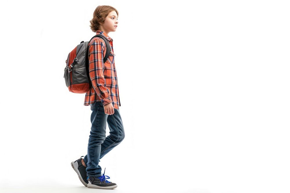 Kid footwear backpack standing.