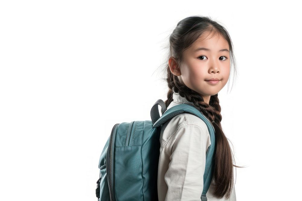 Student backpack white background backpacking.