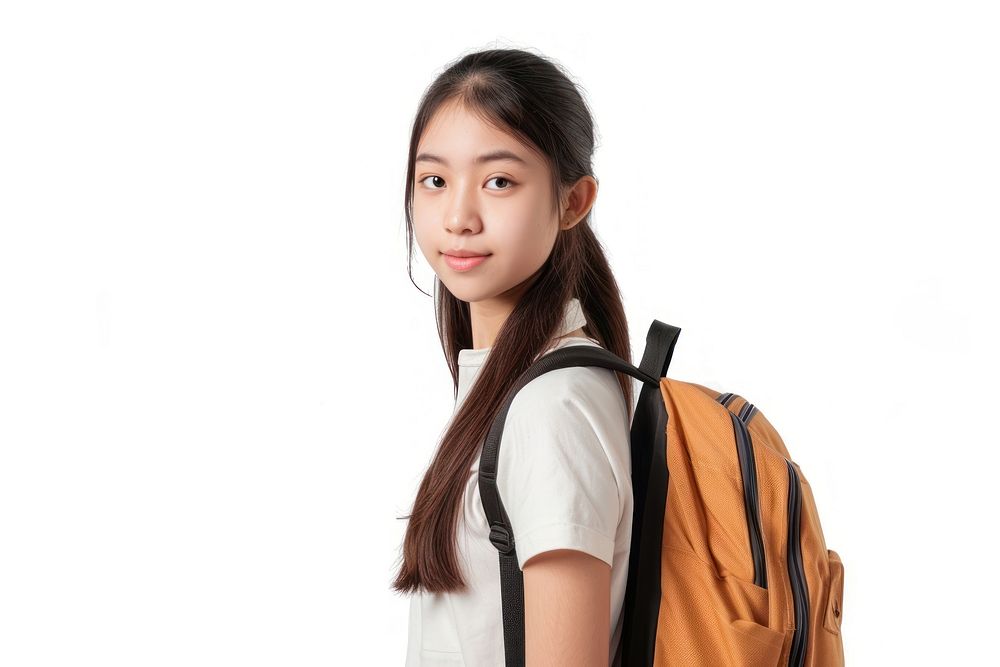 Student backpack white background backpacking.