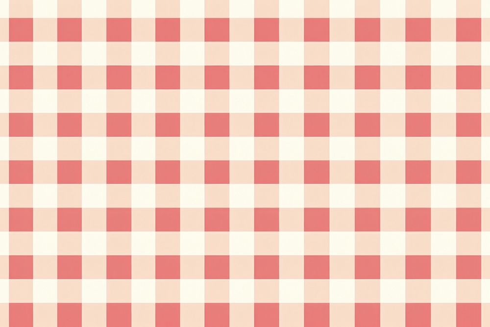 Soft red and beige gingham pattern backgrounds tablecloth.