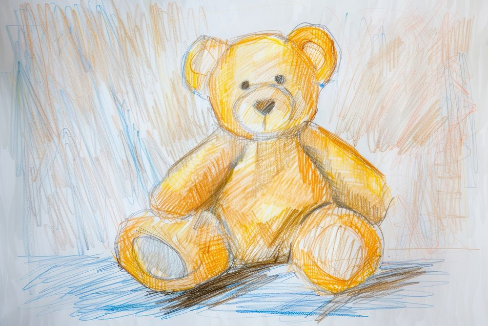 Teddy bear drawing painting sketch.