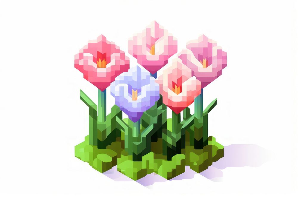 Tulip garden pixel graphics flower plant.